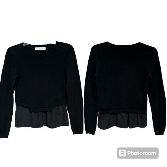 Ash Studio Paris Cashmere And Silk Skirted Crew Neck Sweater Black Sz S Minimal - Picture 11 of 11